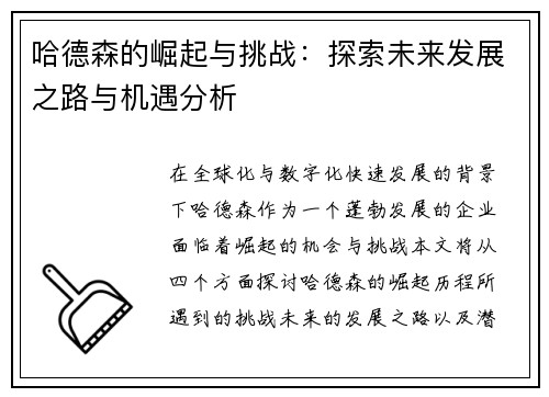 哈德森的崛起与挑战：探索未来发展之路与机遇分析